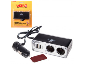 Подовжувач прикурювача 2 виходи+2 USB (1000 mA) /запобіжник  (WF-0030) / Розгалужувачі прикурювача