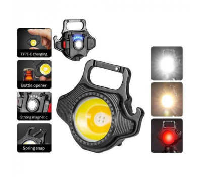 Фонарь  MULTIFUNCTIONAL W5133-COB ULTRA (white+yellow+red), Li-Ion аккум.,ЗУ Type-C,открывашка, магн
