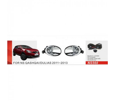 Фары доп.модель Nissan Qashqai 2010-13/NS-560/H11-12V55W/эл.проводка
