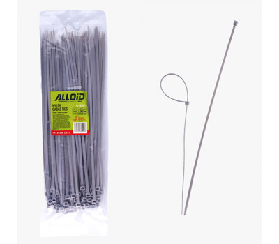 Хомут пластиковий Alloid 4.8 х 300 100 шт./уп. сірий