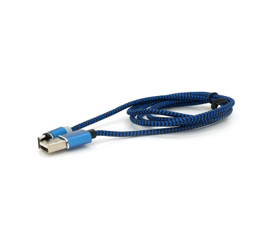 Магнітний кабель Ninja USB 2.0/Micro, 1m, 2А, індикатор заряду, тканинне обплетення, броньований, знімач, Blue, Blister-Box