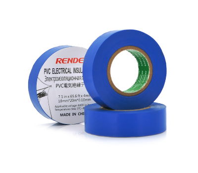 Изолента RENDER 0,10мм*18мм*20м (синяя), temp:-10+80°С, 2000V, растяж-180%, прочность 20Н/см, Агдезия 0,42кг/25мм, 10 шт. в уп. цена за упак.