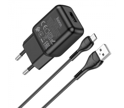 Набір СЗУ 110-240V HOCO C96A+ кабель Micro, 1xUSB, 2.1A, кабель 1м, Black, Blister
