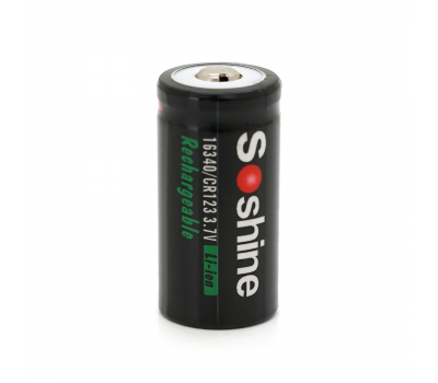 Акумулятор Soshine 16340/CR123 Li-Ion, 700mAh, 1A, 4.2/3.7/2.5V, Button Top, Black