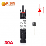 Коннектор RISIN MC4, с диодом постоянного тока, 30А,1000 В, 0.5mmΩ, огнестойкость UL94-VO,IP67, -40℃--+90℃, Black