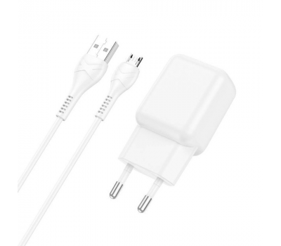 Набір СЗУ 110-240V HOCO C96A+ кабель Micro, 1xUSB, 2.1A, кабель 1м, White, Blister