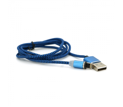 Магнітний кабель Ninja USB 2.0/Lighting, 1m, 2А, індикатор заряду, тканинне обплетення, броньований, знімач, Blue, Blister-Box