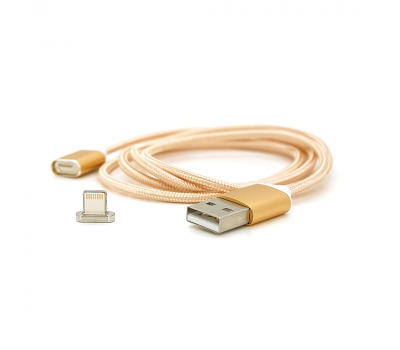 Магнітний кабель USB 2.0/Micro, 1m, 2А, індикатор заряду, тканинне обплетення, знімач, Gold, Blister ( під наконечник 8751 )