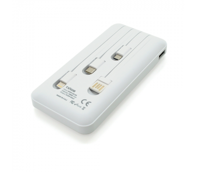 Powerbank TX-108 10000mAh, кабеля USB: Micro, Lighting, Black, (270g), Blister