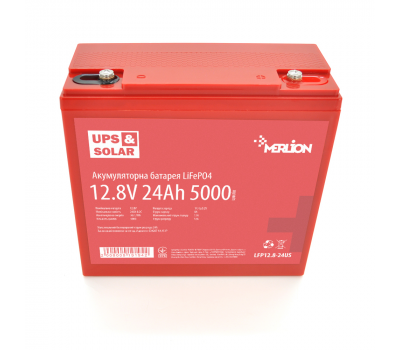 Літій-залізо-фосфатний акумулятор Merlion LiFePO4 12.8V 24AH (4S4P/BMS-30A), (179x75x167) for UPS, до 5000 циклів, Q6