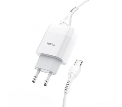 Набір СЗУ 110-240V HOCO C73A+ кабель Type-C, 2xUSB, 2.4A, кабель 1м, White, Blister