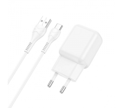Набір СЗУ 110-240V HOCO C96A+ кабель Type-C, 1xUSB, 2.1A, кабель 1м, White, Blister