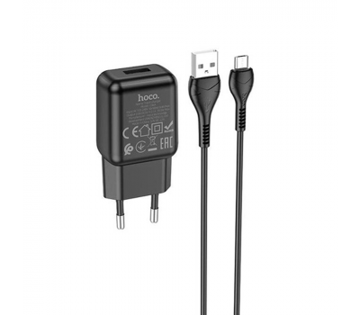 Набір СЗУ 110-240V HOCO C96A+ кабель Micro, 1xUSB, 2.1A, кабель 1м, Black, Blister