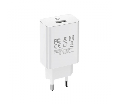 СЗУ BOROFONE BA21A 110-240V, 18W,1xUSB , 5V/3A, White , Blister-box