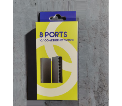Коммутатор UT-SF08, 8 портов Ethernet 10/100 Мбит/сек, USB DC5V0.6A. 120*36*21mm, BOX Q60