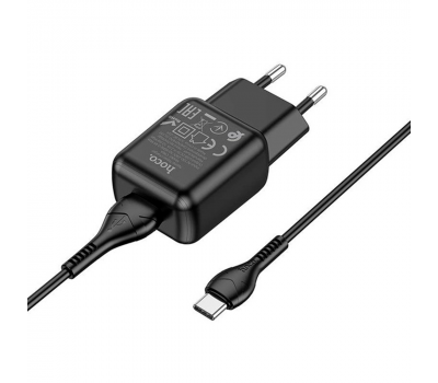 Набір СЗУ 110-240V HOCO C96A+ кабель Type-C, 1xUSB, 2.1A, кабель 1м, Black, Blister