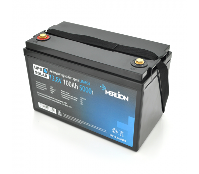 Літій-залізо-фосфатний акумулятор Merlion LiFePO4 12.8V 100AH,(4S1P/BMS-50A),(330x173x220), до 5000 циклів