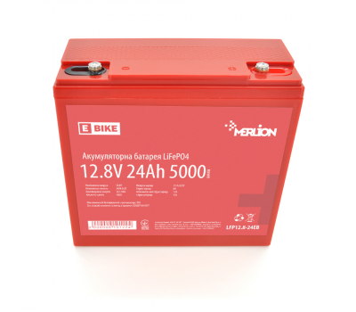 Літій-залізо-фосфатний акумулятор Merlion LiFePO4 12.8V 24AH (166x77x167) для електротранспорту, 5000 циклів, Q6
