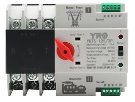 Автомат ввода резерва (АВР) трехполюсный YRQ2PC-125, 400V/125A на DIN-рейку для генераторов - Электрика и кабельная продукция