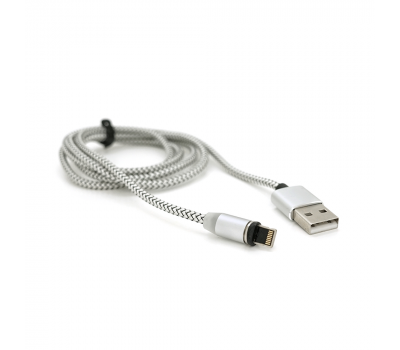 Магнітний кабель Ninja USB 2.0 / Lighting, 1m, 2А, індикатор заряду, тканинна оплетка, броньований, знімач, Silver, Blister-Box