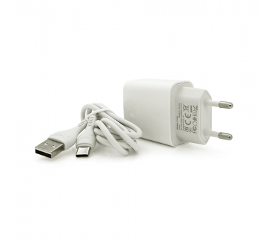 Набір СЗУ 110-240V HOCO C72A+ кабель Type-C, 1xUSB, 2.4A, кабель 1м, White, Blister