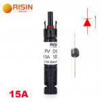 Коннектор RISIN MC4, с диодом постоянного тока, 15А,1000 В, 0.5mmΩ, огнестойкость UL94-VO,IP67, -40℃--+90℃, Black