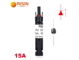 Конектор RISIN MC4, з діодом постійного струму, 15А,1000 В, 0.5mmΩ, вогнестійкість UL94-VO,IP67, -40℃-+90℃, Black / Електрика та кабельна продукція