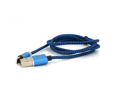 Магнітний кабель Ninja USB 2.0/Lighting, 1m, 2А, індикатор заряду, тканинне обплетення, броньований, знімач, Blue, Blister-Box