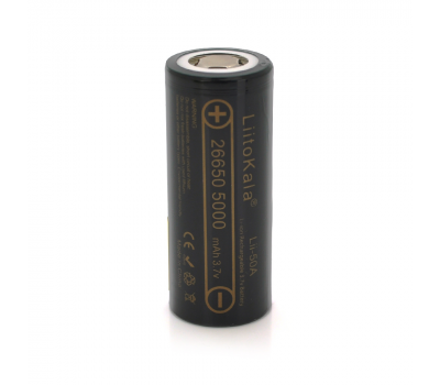 Аккумулятор 26650 Li-Ion LiitoKala Lii-50A, 5000mah (5100-5500mah), 25A, 3.7V (2.5-4.2V), Black, 2 шт в упаковке, цена за 1 шт