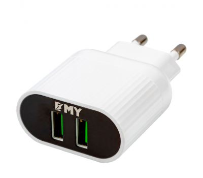 Набір 2 в 1 CЗУ With Iphone Cable 110-240V MY-220, 2 x USB, 5V / 12W, Output: 5V / 2.4A, White, Blister- box