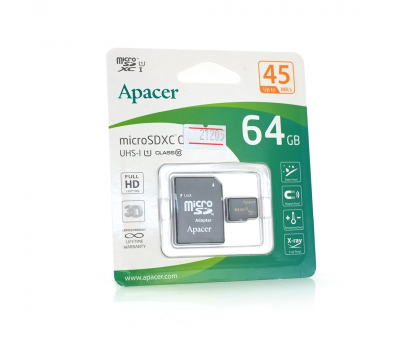Карта пам'яті Apacer microSDHC Class 10 UHS-I, 64GB