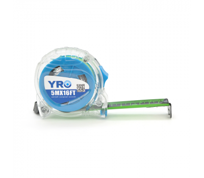 Рулетка YRO 5MX16FT стальная, 5м, корпус прозрачный пластик, полотно 25мм, Q12