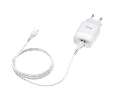 Набір СЗУ 110-240V HOCO C73A+ кабель Type-C, 2xUSB, 2.4A, кабель 1м, White, Blister
