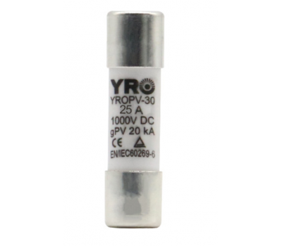Плавкий предохранитель YROPV-30, 25A, 1000Vdc, 10×38mm, постоянное напряжение, 10 штук в упаковке, цена за 1 штуку