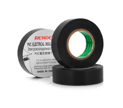 Изолента RENDER 0,10мм*18мм*20м (черная), temp:-10+80°С, 2000V, растяж-180%, прочность 20Н/см, Агдезия 0,42кг/25мм, 10 шт. в уп. цена за упак.