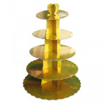 Стенд пятиярусный картонный круглый для капкейков золотого цвета с голограммой (шт)