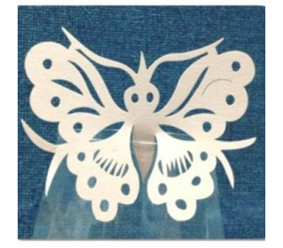 0390 Декор паперовий ажурний для бокалів у формі бабочки (уп 20 шт)