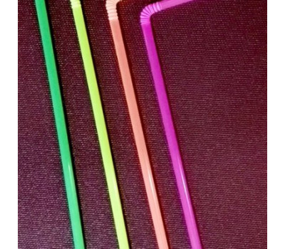 Трубочка пластиковая с изгибом разных цветов L 21 см (100 шт)
