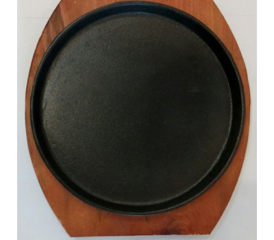 Пательня чавунна кругла на дерев'яній підставці Ø 19 см (шт)