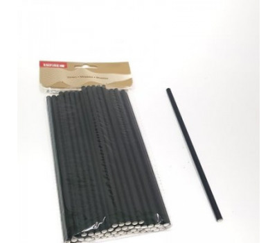 Трубочка паперова чорного кольору L 20 см (50 шт)