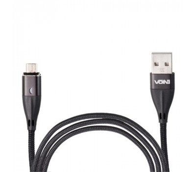 Кабель магнітний VOIN USB - Micro USB 3А, 1m, black (швидка зарядка/передача даних) (VC-6101M BK)