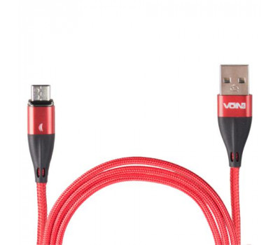 Кабель магнітний VOIN USB - Micro USB 3А, 2m, red (швидка зарядка/передача даних) (VC-6102M RD)
