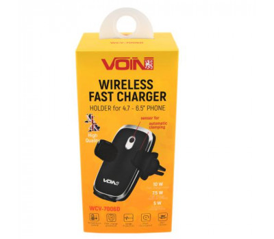 Держатель мобильного телефона VOIN WCV-7006D с беспроводной зарядкой QC2.0 (WCV-7006D)