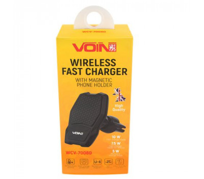 Утримувач мобільного телефону VOIN WCV-7008D магнітний з бездротовою зарядкою QC2.0 (WCV-7008D)