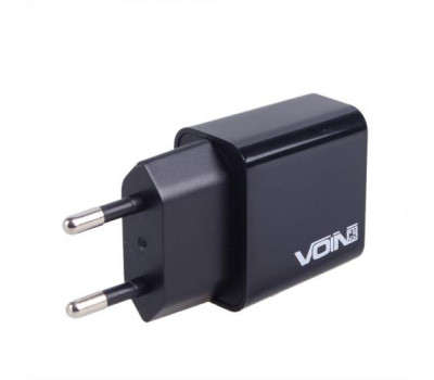 Сетевое зарядное устройство VOIN 28W, 2 USB, QC3.0 (Port 1-5V*3A/9V*2A/12V*1.5A. Port 2-5V2A) (LC-24428 BK)