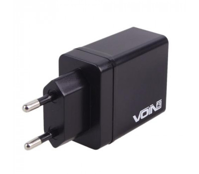 Сетевое зарядное устройство VOIN 30W, 3 USB, QC3.0 (Port 1-5V*3A/9V*2A/12V*1.5A. Port 2/3-5V2.4A) (LC-34830 BK)