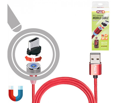Кабель магнітний PULSO USB - Micro USB 2,4А, 1m, red (тільки заряджання) (MC-2301M RD)