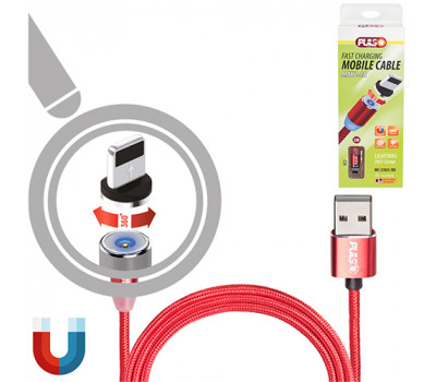 Кабель магнітний PULSO USB - Lightning 2,4А, 2m, red (тільки заряджання) (MC-2302L RD)