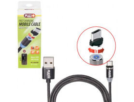 Кабель магнітний PULSO USB - Micro USB 2,4А, 2m, black (тільки заряджання) (MC-2302M BK) / Кабелі USB
