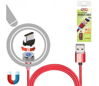 Кабель магнітний PULSO USB - Micro USB 2,4А, 2m, red (тільки заряджання) (MC-2302M RD)